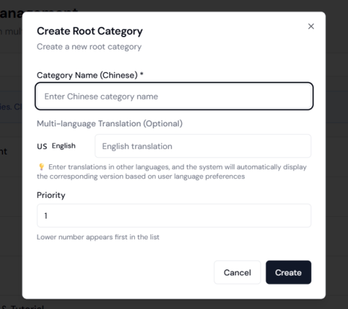 Create category
