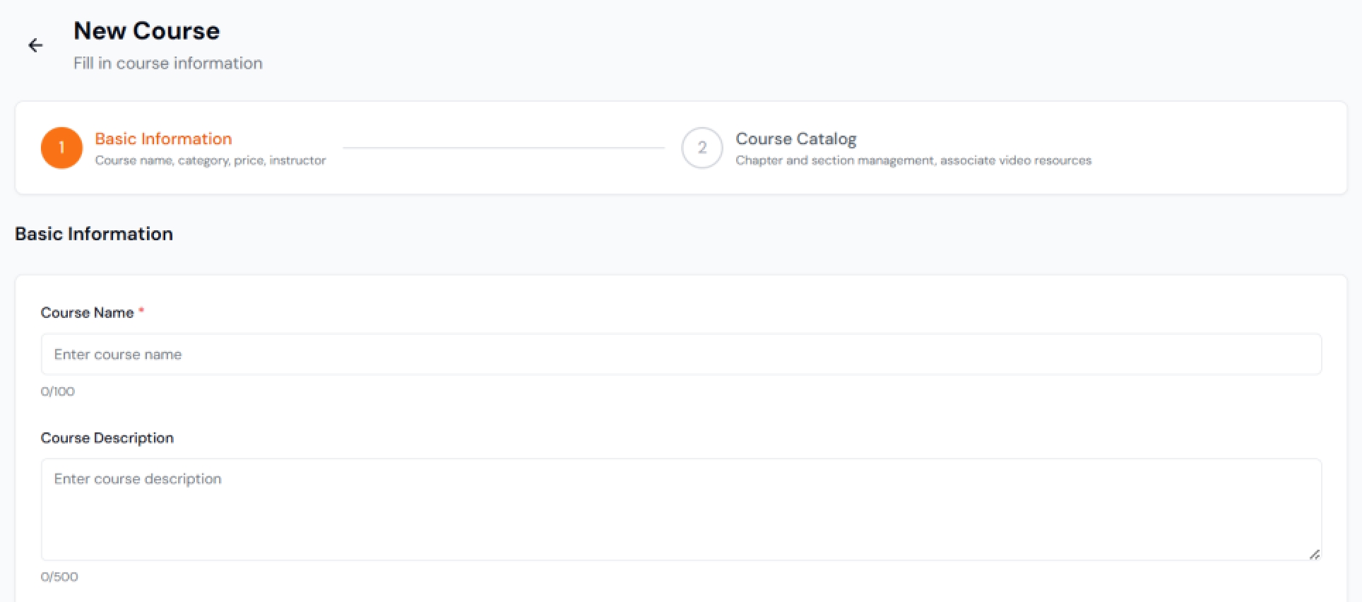 Create course basic information